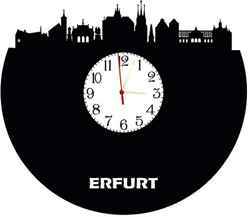 bigcopy e.K. Wanduhr Erfurt Skyline mit Ziffernblatt, Schallplattenuhr mit Quarzwerk
