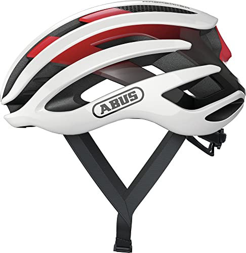 ABUS Rennradhelm AirBreaker - High-End Fahrradhelm für den professionellen Radsport - für Jugendliche und Erwachsene - Helm für Damen und Herren - Weiß/Rot, Größe S