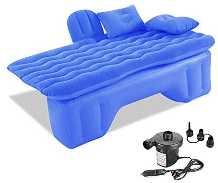 Ergocar Auto Luftmatratze Aufblasbare Matratze mit Pumpe Air Bett Camping Auto Kissen für Reisen Camping Hinterhof Strand (Blau)