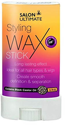 Salon Ultimate Hair Styling Wax Stick With Black Castor Oil For Wig&Unisex Hair 0.70oz