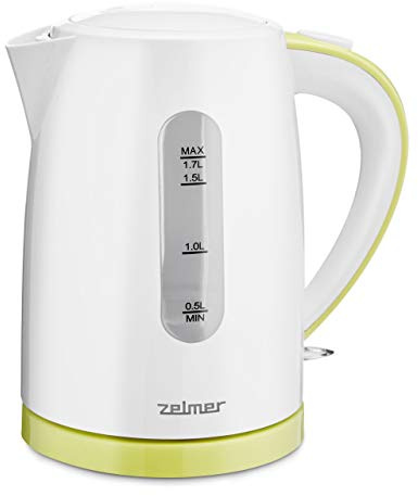 Zelmer ZCK7616L - Elektrischer Wasserkocher, 1,7 l, 2200 W, Verbrühschutzfilter, automatische Abschaltung, BPA-frei, weiß/gelb.