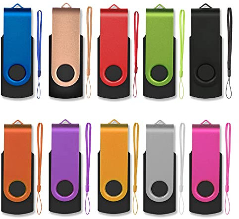 AreTop Lot de 10 Clé USB 4 Go, 2.0 Flash Drive Stockage Rotation Disque Mémoire Stick pour Ordinateur/Télévision/Autoradio pour Bureau de Travail/Études(10 Couleur Mixte)