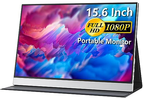 cocopar 15.6 Inch Portable Monitor - 1080P FHD IPS HDR USB-C Portable Screen with Dual USB-C HDMI Travel Monitor for Laptop MacBook Surface PC Xbox PS4/5 Travel Monitor with Cover VESA Speakers