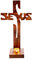 NKlaus Standkreuz Jesus Höhe 24cm Stehkreuz aus Holz lackiert für Stabkerze Ø 2,0-2,3cm