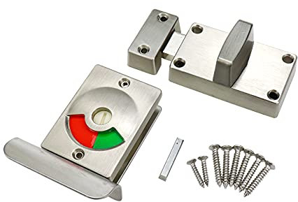 Mcredy Türanzeige, Verriegelung, Anzeigeschloss, Türriegel für Badezimmer, WC, öffentliche Toilette, Toilette, Edelstahl, Silber, 1 Set