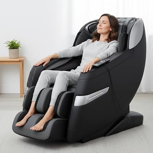 Osaki Titan Quantum Black Massage Chair with 3D SL-Track Rollers, 3 Step Zero Gravity, Full Body Airbag Massage, Intelligent Voice Control, Back & Calf Heat and Foot Roller Massage (black)