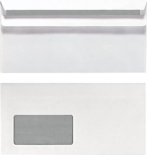 Herlitz Briefumschlag DIN Lang Selbstklebend, Stück mit Innendruck, weiß (5 x 10er Pack | mit Fenster)