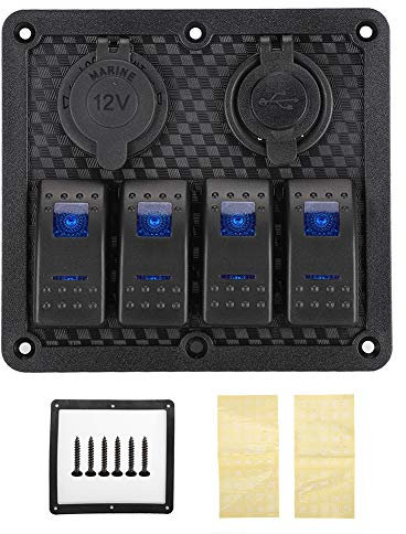 Pannello interruttori a bilanciere 12V 24V 4 gang IP65 impermeabile con presa accendisigari 2 USB per barca auto Pannello interruttori a bilanciere Interruttore a bilanciere a 4 gang IP65 Imperme N5o7