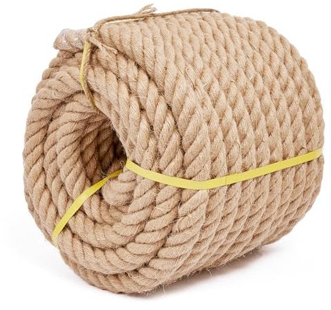 Juteseil, 3.8 cm, 15.7 m, strapazierfähiges Juteseil, natürliches Hanfseil, gedrehtes Hanfseil für Basteln, Gartenarbeit, Bündeln, Klettern, Hängematte, Geländer, Heimdekoration
