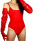 DooWay Frauen Mode Super Lange Leder Handschuhe Oversize Lose Ärmel Kunstleder PU Schulterlänge 90cm Erwachsene Unisex, rot, 38