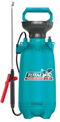 TOTAL - Pulverizador a presion - Sulfatadora Manual - 8 litros - 2,5 Bar- Funcion Bloqueo - Bomba de Aluminio - Mod.THSPP30802
