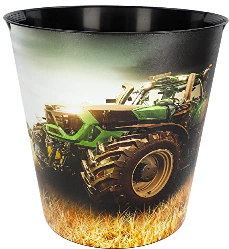 alles-meine.de GmbH Papierkorb/Mülleimer Traktor & Mähdrescher 10 Liter - wasserdicht - aus Kunststoff - Ø 28 cm - Eimer - Spielzeugkorb/Popcornschüssel/großer Mülleime..