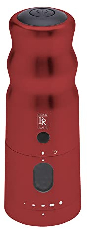 BLACK RAIN Rechargeable Electric Pepper Mill Grinder (Red) | Heavy Duty Professional Grade Electric Peppercorn Grinder With LED Light, Features Adjustable Coarseness Levels