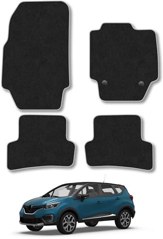 Renault Captur (2013-2020) Carpet Car Mats | Grey Edge Trim Tailored Fit Floor Mats Full Coverage Protection Accessories Easy Clean Anti Slip Made in the UK