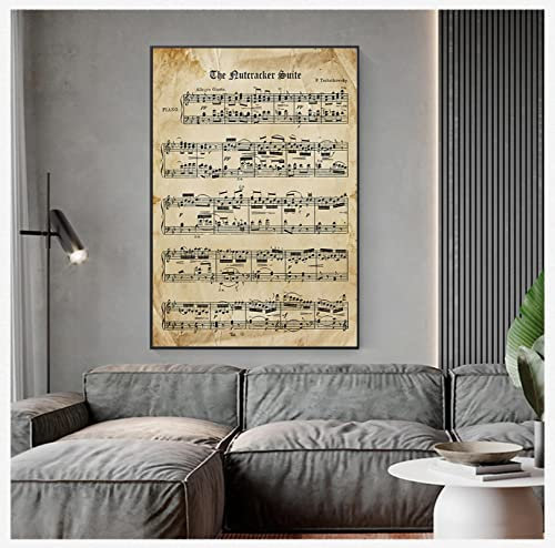 SDVIB Tchaïkovski Classique Piano Musique Toile Peinture Mur Photo Décor À La Maison Le Casse-Noisette Vintage Partition Affiche Et Imprimer19.6 x 27.5 (50x70cm) Pas de cadre