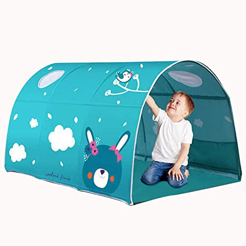HI SUYI Kinderkabinenbett Tunnelzelt für 90-100 cm Breite Hochbett Etagenzelt, Stoff, Himmelblau, Einzelbett
