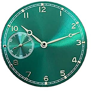NATEFEMIN 37 mm langlebiges Zifferblatt mit Uhrzeigern für ETA 6497 Uhrwerk Zubehör Ersatz, Grün + Silber