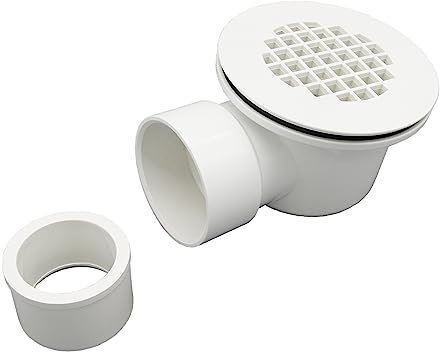 2 Low Profile Shower Drain with 2 x 1-1/2 Reducer Pipe Fitting and Perforated Strainer- PVC Side Outlet Drain Assembly for Replacement Shower Base and Drain