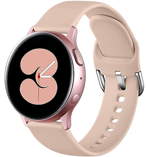 Dirrelo Deportiva Correa Compatible con Samsung Galaxy Watch Active/Active 2 40mm/44mm, Reemplazo Silicona para Galaxy Watch 42mm/Gear S2 Classic/Garmin 20mm para Mujeres y Hombres,Té con Leche,S