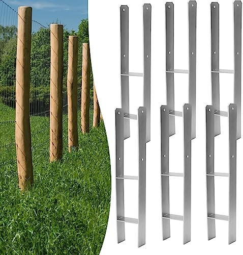 Gimisgu H-Pfostenanker 12 Stück H-anker Pfostenträger Bodenanker für Pfosten H-Pfostenschuh für Zaun und Gewächshaus Pfosten Vierkantholzpfosten(101x600mm)
