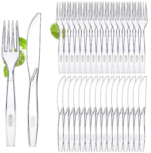 Hejo Plastikbesteck, 200 Stück Wiederverwendbares Partygeschirr, Plastikgeschirr Set, Party Besteck für Party, Hochzeit, Picknick, Bankett