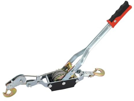 VAIDPRO Treuil de 4 tonnes avec câble en acier robuste à 2 crochets - Extracteur d'alimentation à double engrenage - Outil d'extraction de treuil automobile pour déplacer des bateaux, sécuriser des