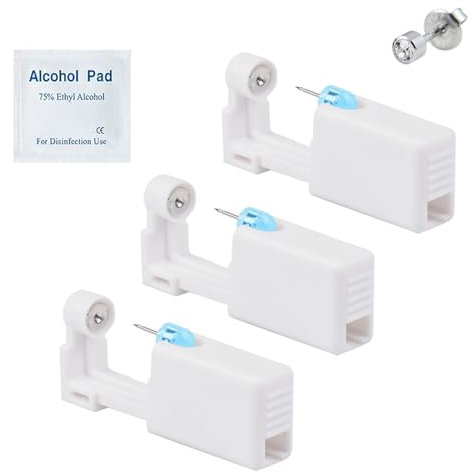 Ohrlochstechpistole, Ohrring Stechen Set, Einweg Ohrlochstechpistole, 3 Stück Einweg-Ohr-Piercingpistole Mit Ohrsteckern, Ohrlochstechpistole Kit, Einweg-Ohrpiercing