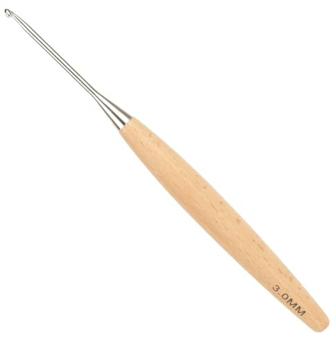 Aeelike Buchenholzgriff Häkelnadel 3mm, Bequem Streamline Häkelnadel Set Holzgriff, Ergonomisch Häkelnadeln Holz für Arthritische Hände, Warme Crochet Hook Set 3,0 mm mit Extra Lang Griff