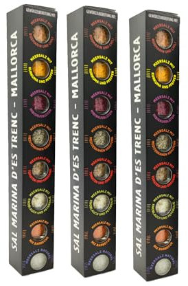 TERRAMAR MALLORCA - 3 x Gourmet Salze 8er Salzset BLACK EDITION, Meersalz und Gewürze aus Mallorca die ideale Geschenkidee (3x200g)