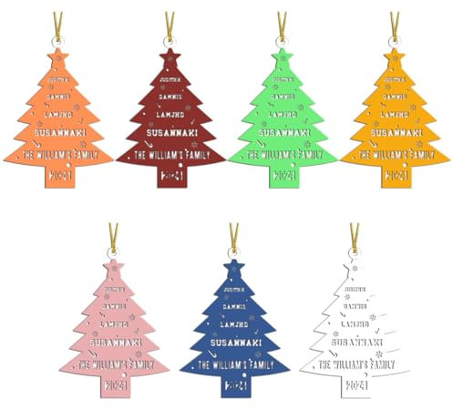 Personalisierter Weihnachtsbaumschmuck 2023, individuelle 2–7 Familiennamen, Weihnachtsdekoration für Zuhause, hängende Baumschmuck mit Kindernamen, frohes neues Jahr 2023