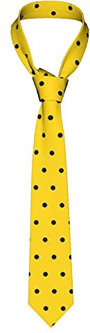DMoys Herren-Krawatten, Herren-Krawatten, Business-Krawatten, Anzug-Krawatte, lässige Hochzeit, formelle Krawatte, schwarze Punkte, gelber Hintergrund