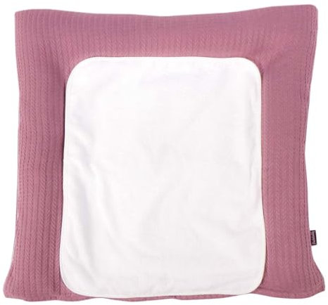 Puckdaddy Aurora | Zopfstrick-Muster in Altrosa | Wickelauflage 77x75cm | 100% Baumwolle | OEKO-TEX geprüft | Weiche und sichere Wickelunterlage für Babys | Optimaler Komfort und Stil
