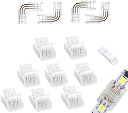 SUNLINA LED-Anschlüsse, 4 x 3-polige L-förmige Eckverbinder, 8 x Streifen zu Streifen-Verbinder für 8 mm wasserdichte oder nicht wasserdichte ws2812 ws2811 LED-Lichtstreifen