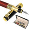Amaxiu Vintage Luxus Füllfederhalter Set, 0.7 mm Mittlere Spitze Metall Füllfederhalter Mit 2 Schwarz und 2 Blau 2.6 mm Tintenpatronen Kalligraphie Stift für Business Unterschrift Geschenk(Rot)