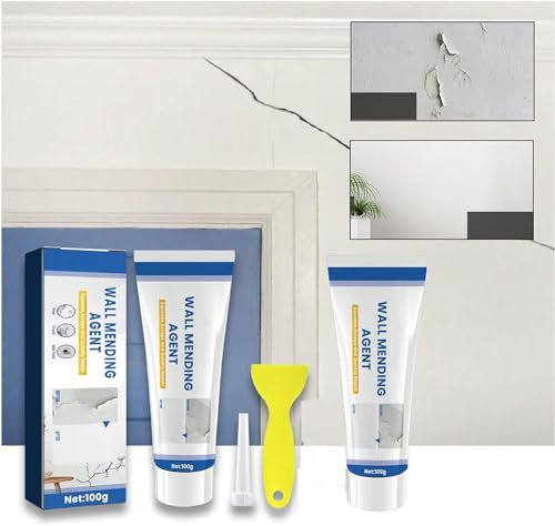 Wall Repair Easy Roller, 2024 New Small Roller Wall Patching Brush, Wall Small Roller Paint Brush Repair Paste, Wall Repair Rolling Brush with Scraper, 100g (2pcs)