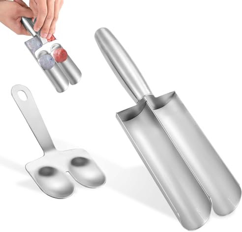 Macchina per Polpette, Acciaio Inossidabile Antiaderente Paletta per Polpette Fai Da Te Macchina per Polpette con Spatola Tagliente per Biscotti Pasta Cucina Casa Cucina Gadget (Tubi Doppi)