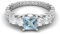 MOONEYE 1,21 Karat quadratische Form Aquamarin Edelstein Verlobungsring aus 925er-Sterlingsilber mit fünf Steinen für Damen Sterlingsilber, 52