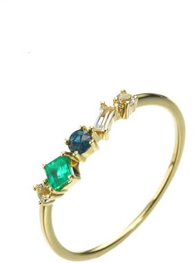 Whoiy Gold Ring Frauen 750 Smaragd Zierlich Verlobungsringe Echt 18K Gelbgold Ehering für Damen Gr. 60 (19.1)