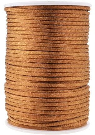 Mandala Crafts Nylon Satin Cord 3mm Rattail Cord Brown String - 50 Yds Nylon Chinese Knotting Cord Rat Tail Silk Cord for Bracelet Necklace Jewelry Making Macrame Trim
