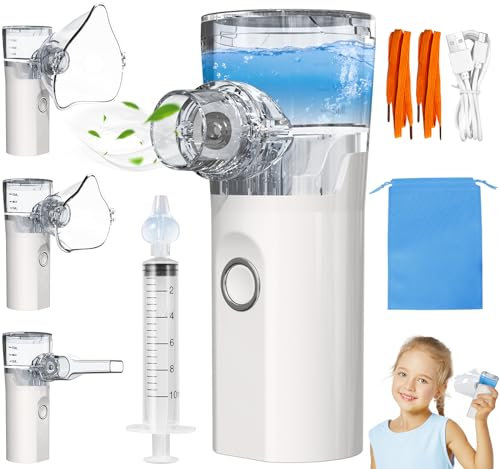 Vernebler Inhaliergerät Kinder Inhalationsgerät Inhalator Erwachsene Nebulizer + Nasendusche Baby Tragbares Tragbarer Ultraschall Ultraschallvernebler Inhalieren Gerät Mesh Mini Inhaler Akku USB Leise