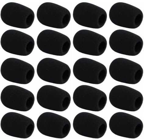 VYIBPDY Mini Microphone Casque Pare-Brise Mousse,Bonnette Micro,Mousse Micro Casque,Mousse Micro,pour La Salle De Classe,Interviews D'Actualités,La Salle De Conférence,Diamètre 8mm,Noir, 20 pièce
