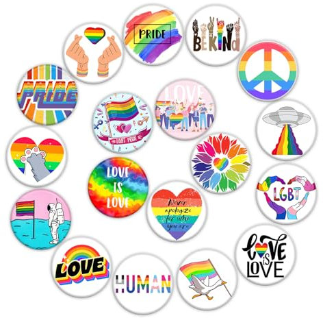 GTOTd LGBTQ Pins Set Buttons Anstecker (18 Stück 3.8cm) Geschenke Merch LGBTQ Pride Pins Brooch Badges Party Dekoration für Kleidung Taschen Rucksack Jacken Zubehör Crafts Decor Teens