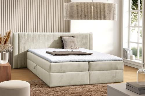 Fun Möbel Boxspringbett Schlafzimmerbett Cedric (Creme, 180x200 cm)