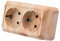 Prise murale encastrable,Prises electriques Standard,Prise murale d'intérieur 250V AC 16A,Prise double de terre Grain de bois blanc