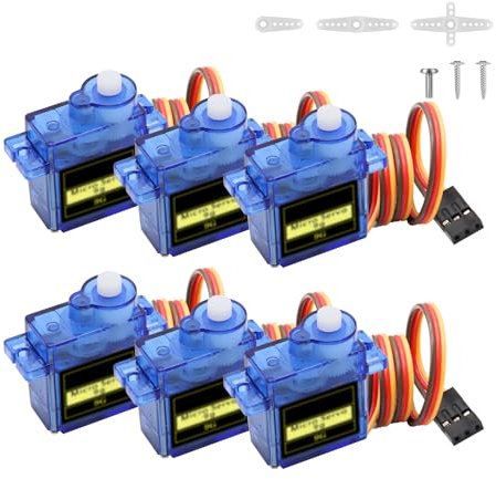 Micro Servomoteur Kit Binghe 6 Pièces 9G Moteur Micro Servomoteur Micro Servo Micromoteurs Servo 9G Micro Servo pour Petit Hélicoptères RC/Avions/Voitures Compatible avec Arduino