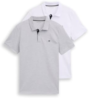 Tom Tailor Herren Doppelpack Poloshirt Basic mit Logo Print