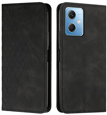 KOUYI Kompatible mit Xiaomi Redmi Note 12 5G Hülle, PU Leder Weich TPU Klapphülle Kartenfächer Magnetic Standfunktion Flip Wallet Shockproof Handyhülle (Schwarz)