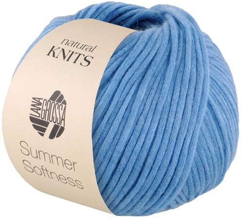 LANA GROSSA Summer Softness | Zartes Baumwollschlauchgarn, voluminös gefüllt mit flauschigen Merinofasern | Handstrickgarn aus 80% Baumwolle (Bio) & 20% Schurwolle | 50g / 130m FB16