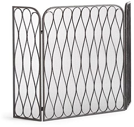 Klappbare Metall-Feuerschutzwand, Feuerschutzwand, Superhoher 90 cm großer Funkenschutz for Kamine mit 3 Paneelen, zusammenklappbares Kamingitter for Wohnzimmerdekor/Holzkohlefeuer, Maschendrahtvorhan