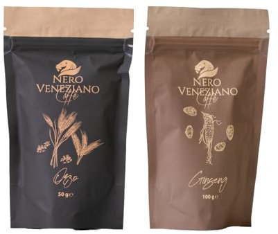 Nero Veneziano Caffè, Orzo Solubile 50 g + Ginseng Solubile 100 g, Consistenza Cremosa
